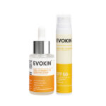 Evokin Vitamin C+E Face Serum & SPF 50 Aqua Gel Sunscreen Combo | Brighten, Hydrate & Protect Skin Daily