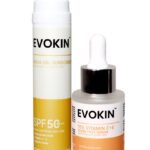 Evokin Vitamin C+E Face Serum & SPF 50 Aqua Gel Sunscreen Combo | Brighten, Hydrate & Protect Skin Daily