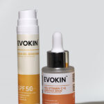 Evokin Vitamin C+E Face Serum & SPF 50 Aqua Gel Sunscreen Combo | Brighten, Hydrate & Protect Skin Daily