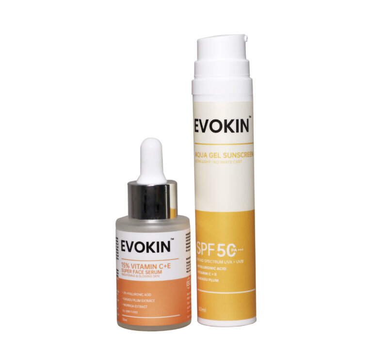 Aqua Gel Sunscreen & 15% Vitamin C+E Super Face Serum